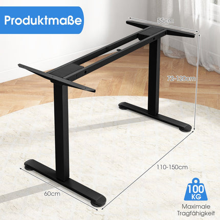 Electric Dual-Motor Adjustable Desk Frame, Black, 109-151x70-120 cm