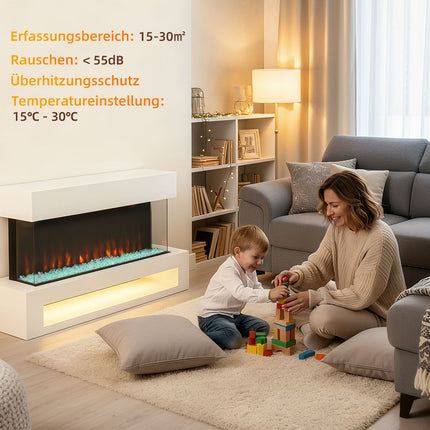 Electric Fireplace, 11 Flame Colors, 1000W/2000W, Remote