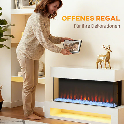 Electric Fireplace, 11 Flame Colors, 1000W/2000W, Remote