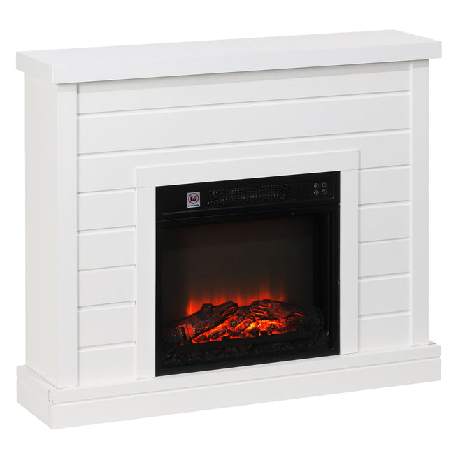 Elektrischer Kamin, 3D-Flammeneffekt, Timer, Fernbedienung, Weiß