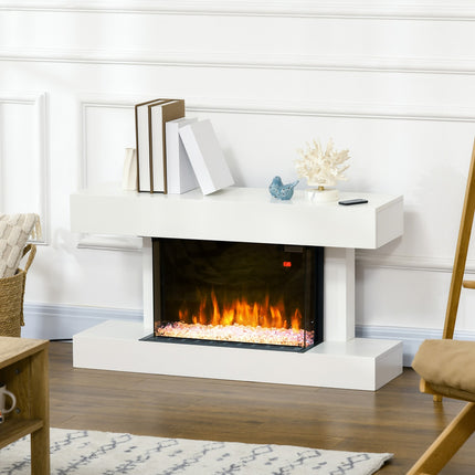 Electric Fireplace, Adjustable Heat, LED Flame, White