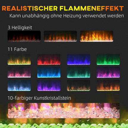Electric Fireplace, Adjustable Heat, LED Flame, White
