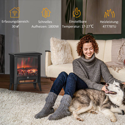 Elektrischer Kaminofen, 1800W, LED-Flammeneffekt, geräuscharm
