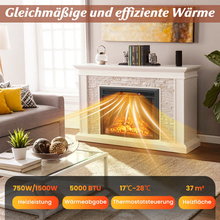 Electric Fireplace Heater, 1500W, Remote Control, Overheat Protection