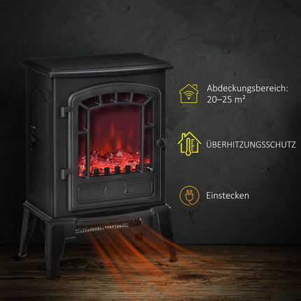 Elektrický krb s topením, 2 stupně ohřevu, pro 20-25m²