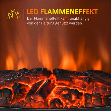Elektrický krb s topením, 900W/1800W, trojstranný výhled
