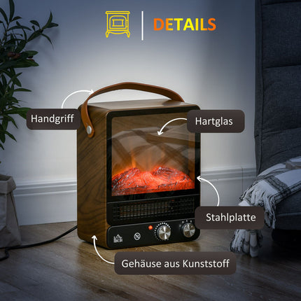 Elektrická kamna 750/1500W, efekt plamene, tichý provoz