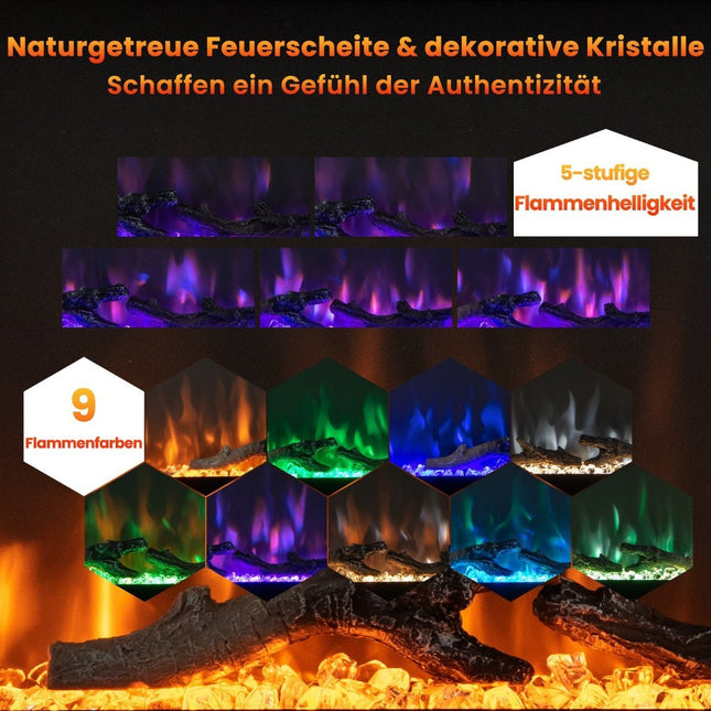 Electric Fireplace for Wall or Freestanding, 91.5 x 14 x 45 cm