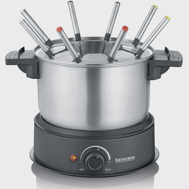 Elektrischer Fonduetopf, Edelstahl, 8 Gabeln, 1,4 l Fassungsvermögen
