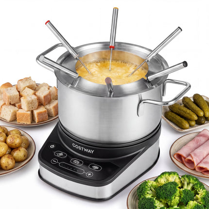 Elektrisches Fondue-Set 1200W, 3L Edelstahl, 6 Gabeln