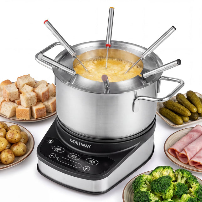 Elektrisches Fondue-Set 1200W, 3L Edelstahl, 6 Gabeln