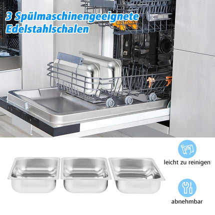 Elektrischer Speisenwärmer, 3 Behälter, 9L, 450W, Temperaturregelung