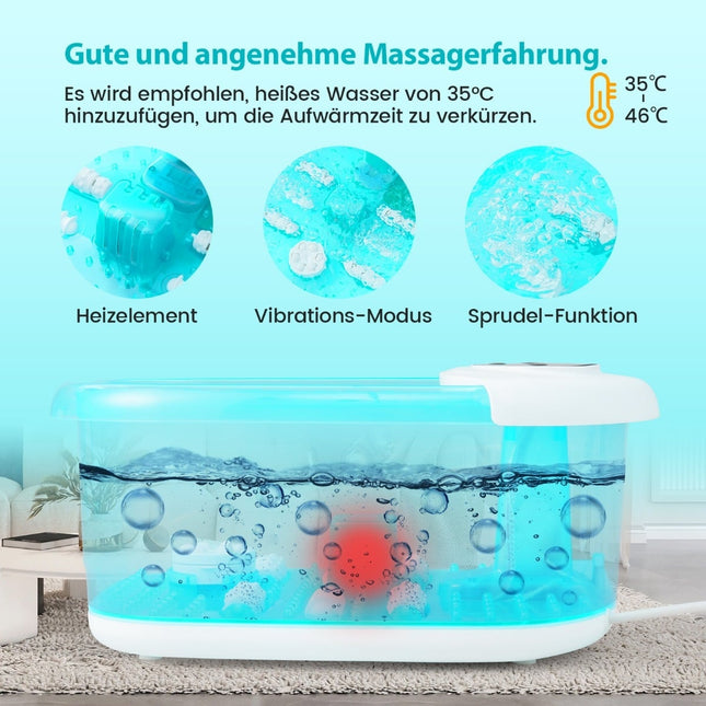 Elektrisches Fußsprudelbad-Massagegerät mit Wärme, Blasen & Vibration