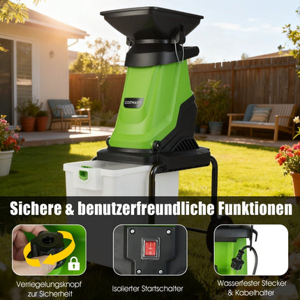 Elektrický zahradní drtič větví, 3000W, koš 50L, průměr řezu 45mm