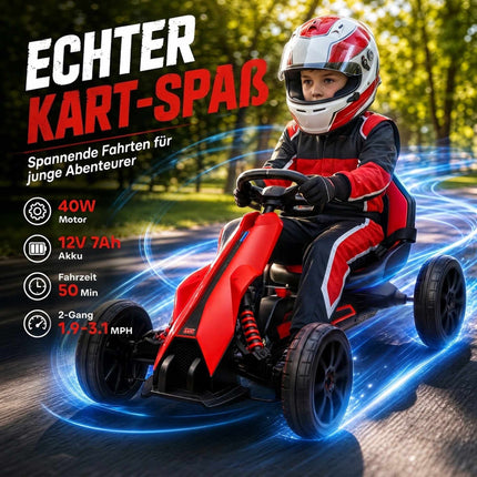 Electric Go-Kart for Kids, Adjustable Speed, EVA Wheels