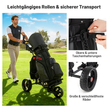 Electric Golf Pushcart, 3-Wheel, Adjustable Handle, USB Port