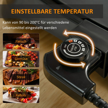 Elektrický gril, nepřilnavá deska, nastavitelný termostat, 1600W