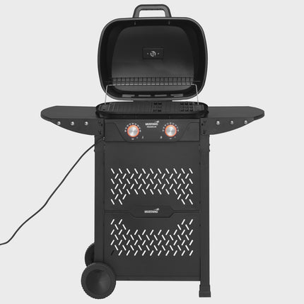 Elektrický gril s vozíkem, dvě zóny, 2300W, litinové rošty