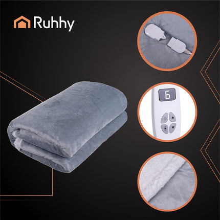 Electric Heated Blanket, 180x130cm, 10 Modes, Gray
