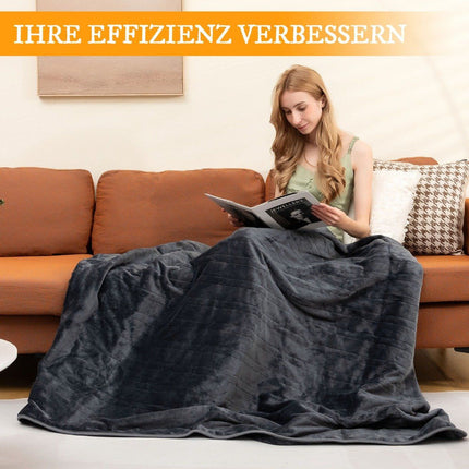 Elektrische Heizdecke, weiche Heizdecke mit 9 Heizstufen, maschinenwaschbar, Flanelldecke, Grau