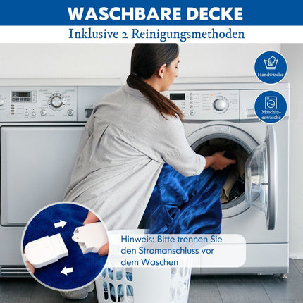 Elektrische Heizdecke, 9 Heizstufen, 9h-Timer, Blau