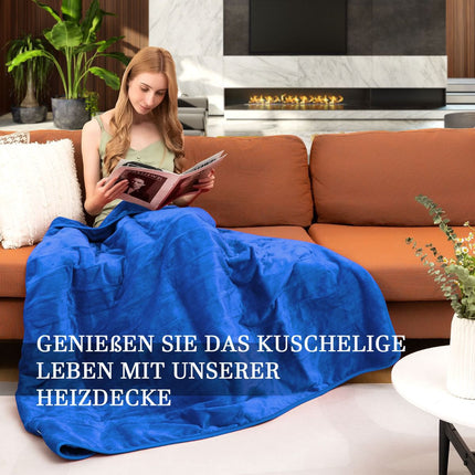 Elektrische Heizdecke, 9 Heizstufen, 9h-Timer, Blau
