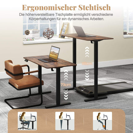 Elektrisch höhenverstellbarer Schreibtisch, 120 x 60 cm, Rustikales Braun