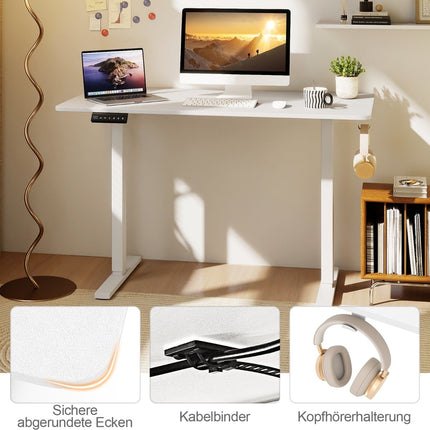 Electric Height Adjustable Desk, 120x60 cm, White