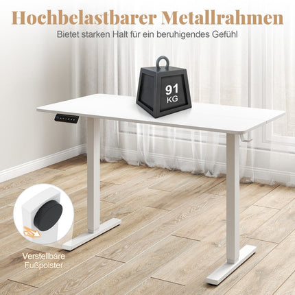 Electric Height Adjustable Desk, 120x60 cm, White