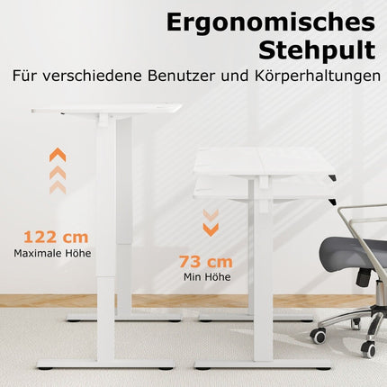 Electric Height Adjustable Desk, 120x60 cm, White