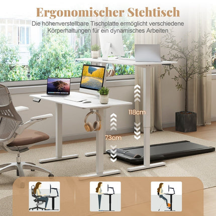 Electric Height Adjustable Desk, 120x60 cm, White