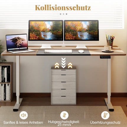 Elektrisch höhenverstellbarer Schreibtisch, 140x70 cm, Beige