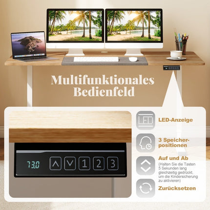 Electric Height Adjustable Desk, 140x70 cm, Ergonomic Sit-Stand