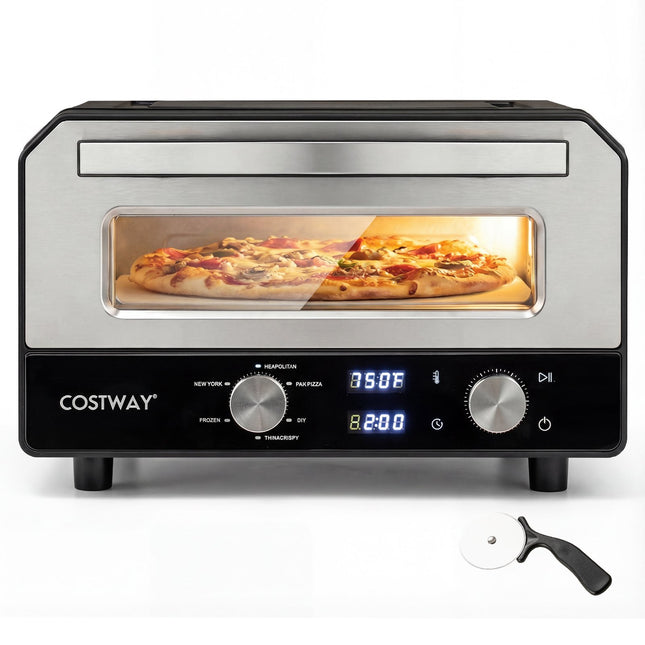 Elektrischer Pizzaofen für drinnen, 30 cm, 6 Voreinstellungen, Schwarz