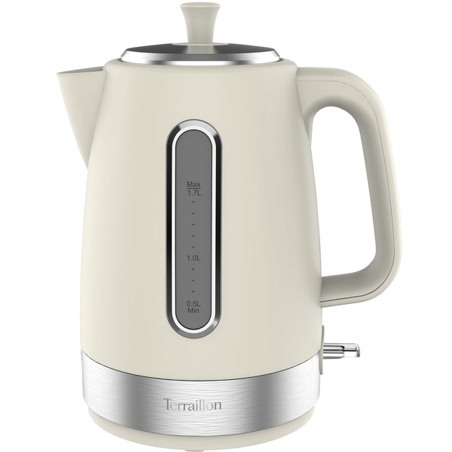 Wasserkocher, 1,7 L, 2200 W, Cremefarben & Chrom Design