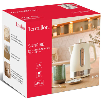 Wasserkocher, 1,7 L, 2200 W, Cremefarben & Chrom Design