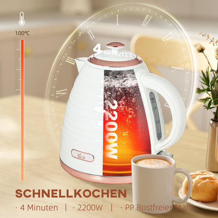 Wasserkocher 1,7L, 2200W, schnelles Aufkochen, herausnehmbarer Filter