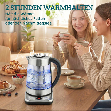 Wasserkocher 1.7L, 2200W, Glas, Strix Thermostat, Tee-Ei