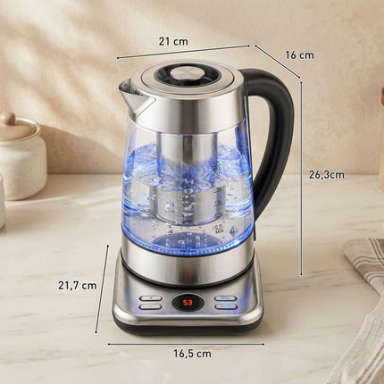 Wasserkocher 1.7L, 2200W, Glas, Strix Thermostat, Tee-Ei