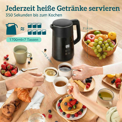 Elektrická rychlovarná konvice 1.7L, 2200W, LED displej, udržování teploty, automatické vypnutí