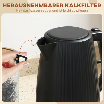 Electric Kettle, 1.7L Capacity, Auto Shut-Off, Black