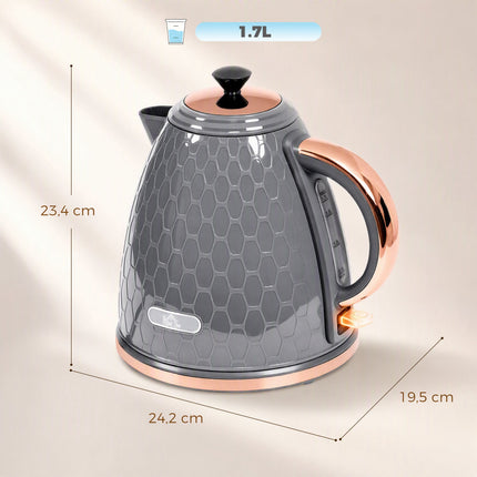 Electric Kettle, 2200W, 1.7L, Grey, Fast Boil, Filter