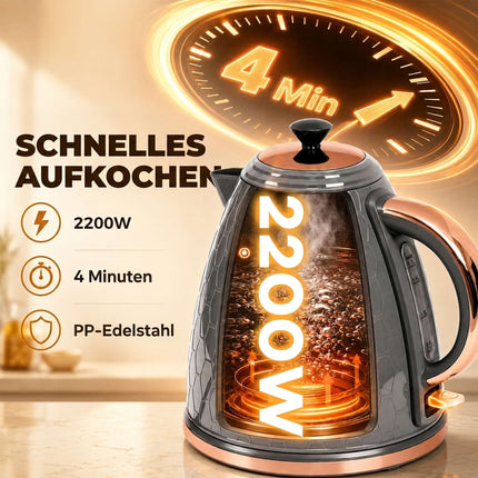 Electric Kettle, 2200W, 1.7L, Grey, Fast Boil, Filter