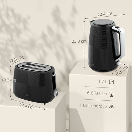 Sada elektrické rychlovarné konvice a toustovače, 1.7L, nerez, černá