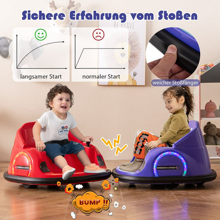 Elektrisches Kinder-Bumper-Auto mit LED-Leuchten, Lila