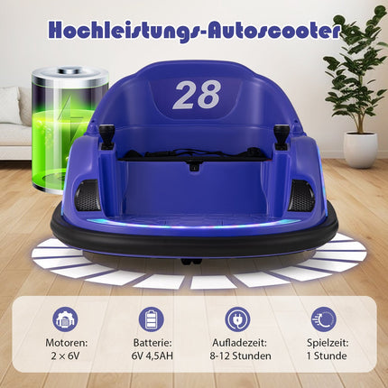 Elektrisches Kinder-Bumper-Auto mit LED-Leuchten, Lila