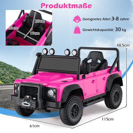 Elektrické dětské autíčko – Land Rover Defender s ovladačem, růžová