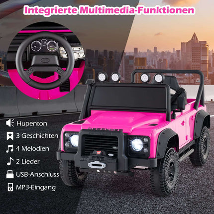 Elektrické dětské autíčko – Land Rover Defender s ovladačem, růžová
