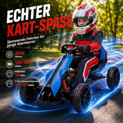 Electric Kids Go-Kart, Adjustable Speed 3-5 km/h, EVA Wheels