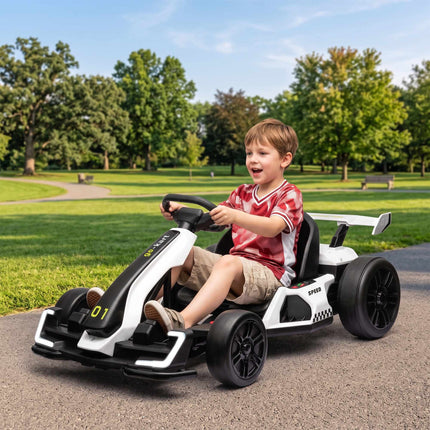 Electric Kids Go-Kart with Drift Mode, Adjustable Seat